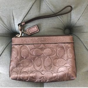 Coach Authentic Leather Gunmetal Logo Wristlet